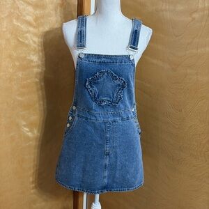 Cider Star Front Denim Dress Overalls Size S